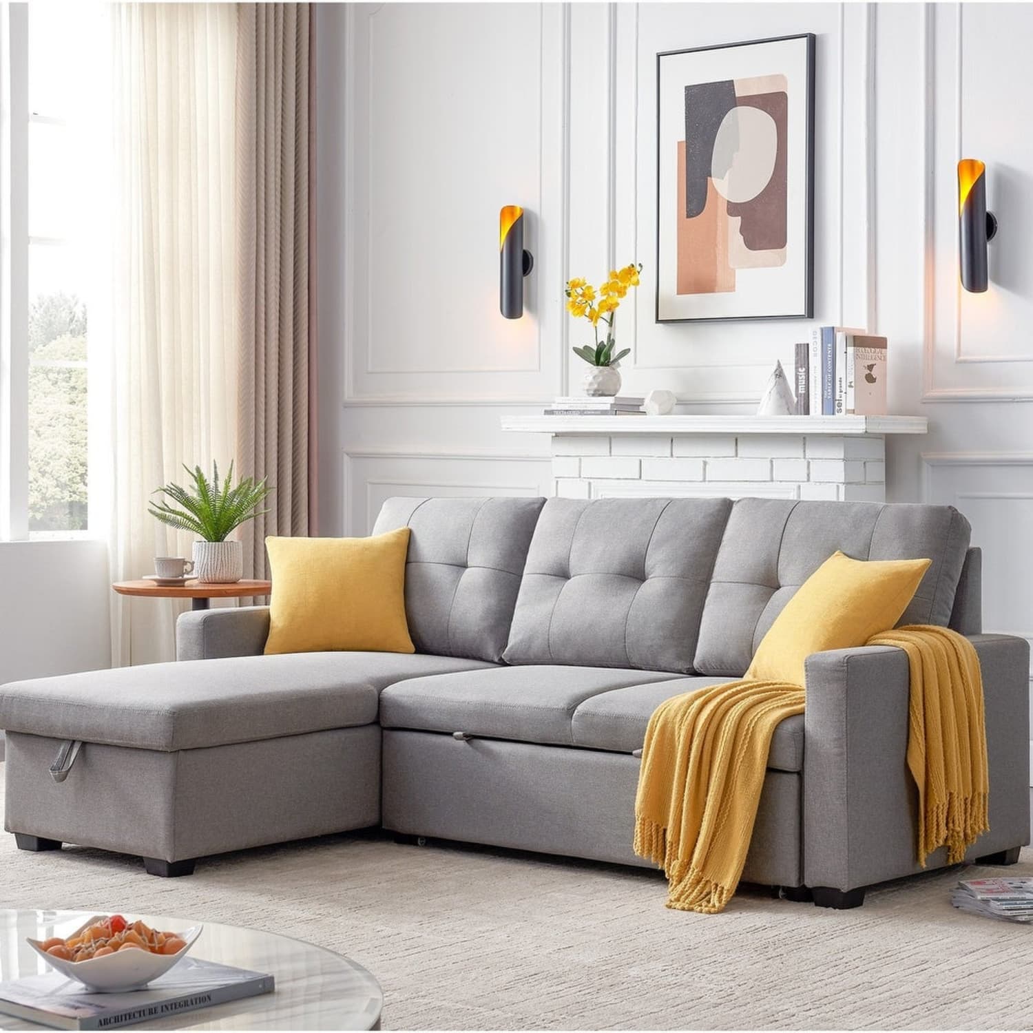 Copper grove perreux linen store reversible sleeper sectional sofa
